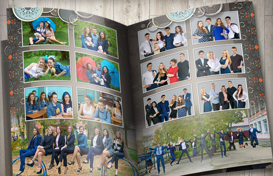 Разворот выпускного альбома Разворот выпускного альбома