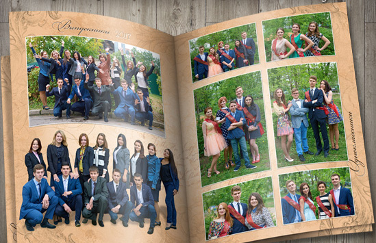 Разворот выпускного альбома Разворот выпускного альбома